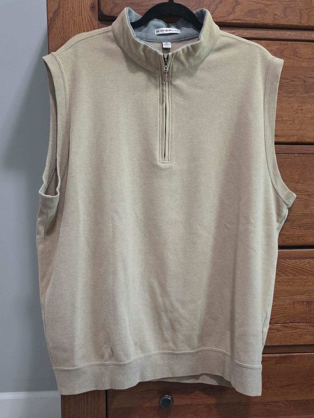 Peter Millar Tan Sleeveless Half-Zip Pullover Vest